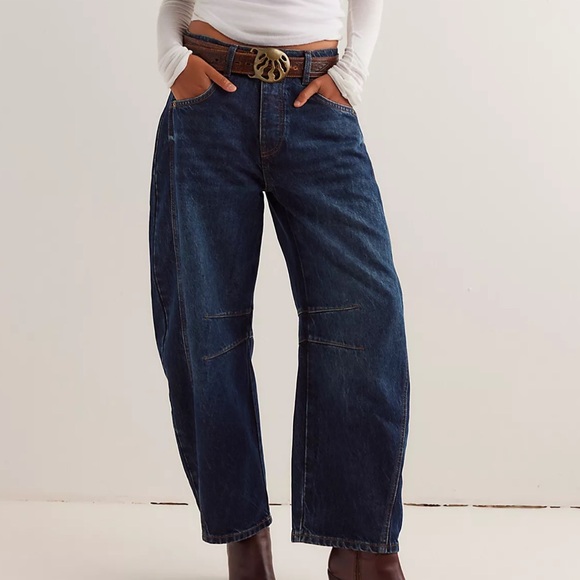 We The Free Denim - Free People We The Free Good Luck Mid Rise Wide Leg Barrel Jeans